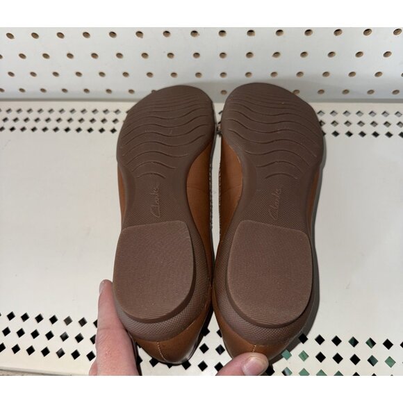 Clarks Sara Bay Womens Leather Slip On Ballet Flats Size 9 NARROW Brown - Picture 7 of 8